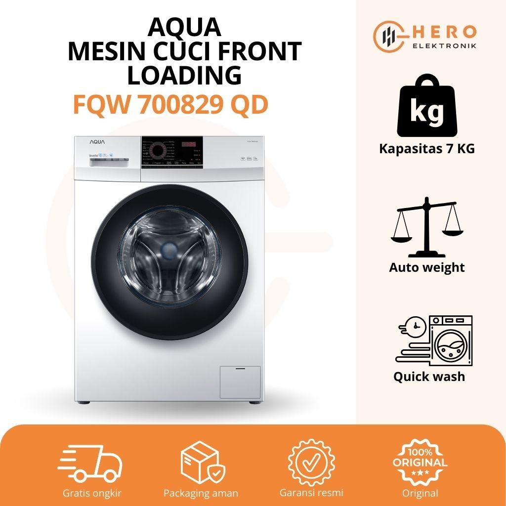 Mesin Cuci Aqua 1 Tabung Bukaan depan 7 KG FQW 700829 QD Original