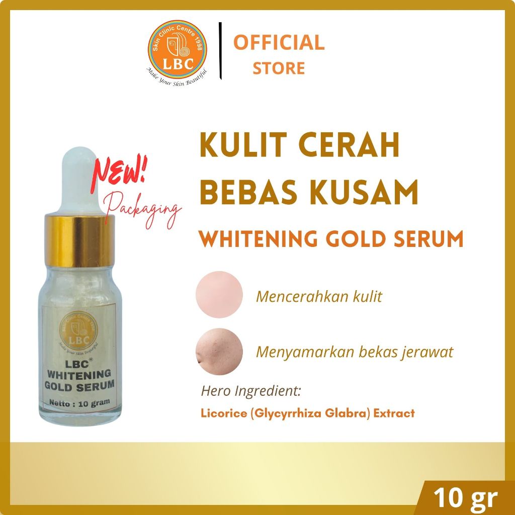 LBC- Whitening Gold Serum 10gr | With Licorice Bright | Serum Mencerahkan/Memudarkan Flek/Menyamarka
