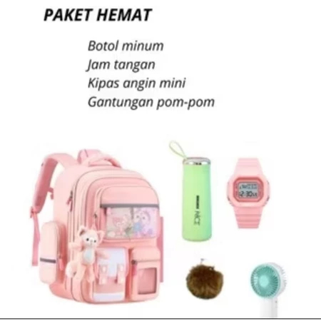Tas Sekolah Anak TK SD Cowok Cewek Tas Ransel Naruto Anti Air - Tas Punggung Fashion Style Korea Ban