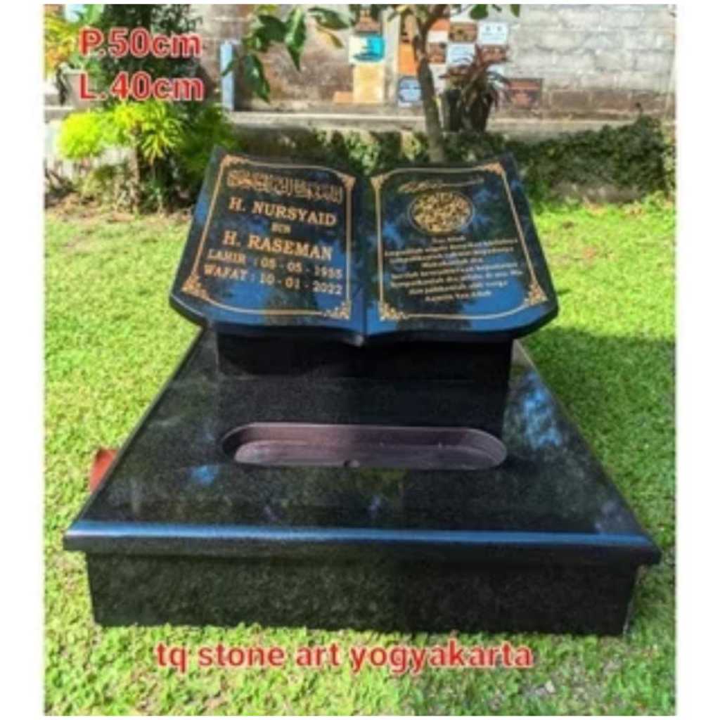 NISAN MAKAM MINIMALIS MODEL BUKU FULL BATU GRANIT UKURAN 40X50X30 FREE BATU HIAS TAMAN, HARGA SUDAH 