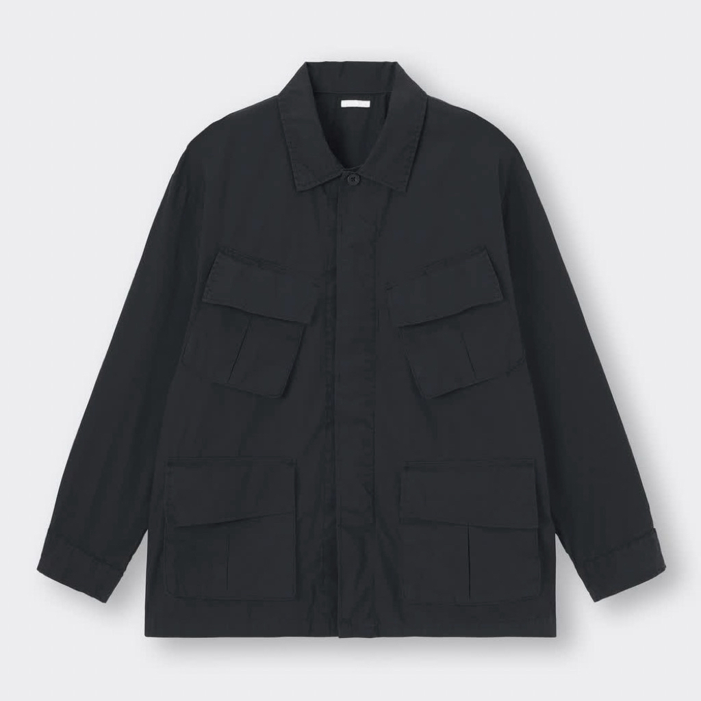 Brand New - GU by Uniqlo - Cotton Fatigue /Jungle / Tropical Jacket (Oversized Fit) - Black - Size L