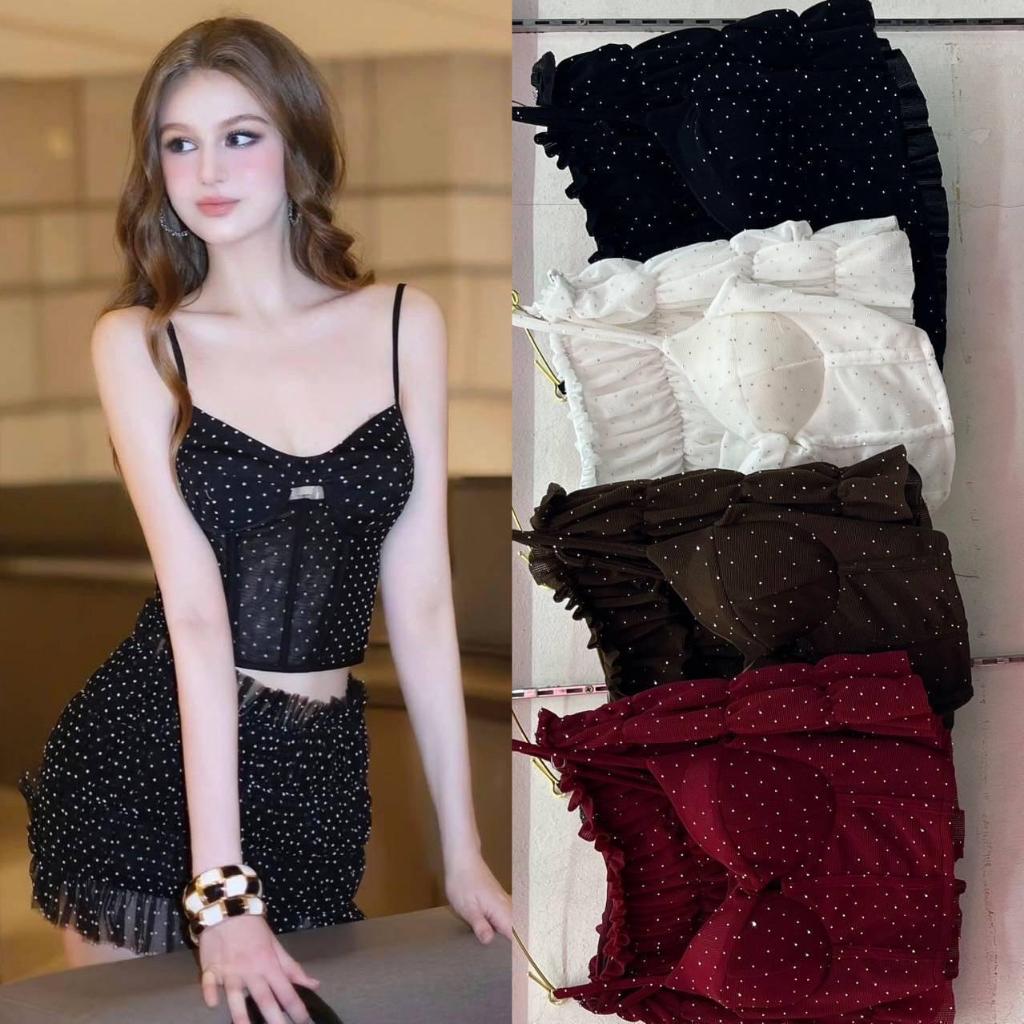 Jimiso -  652  / one set kamisol crop top + rok pendek / stelan sexy mutiara / SF