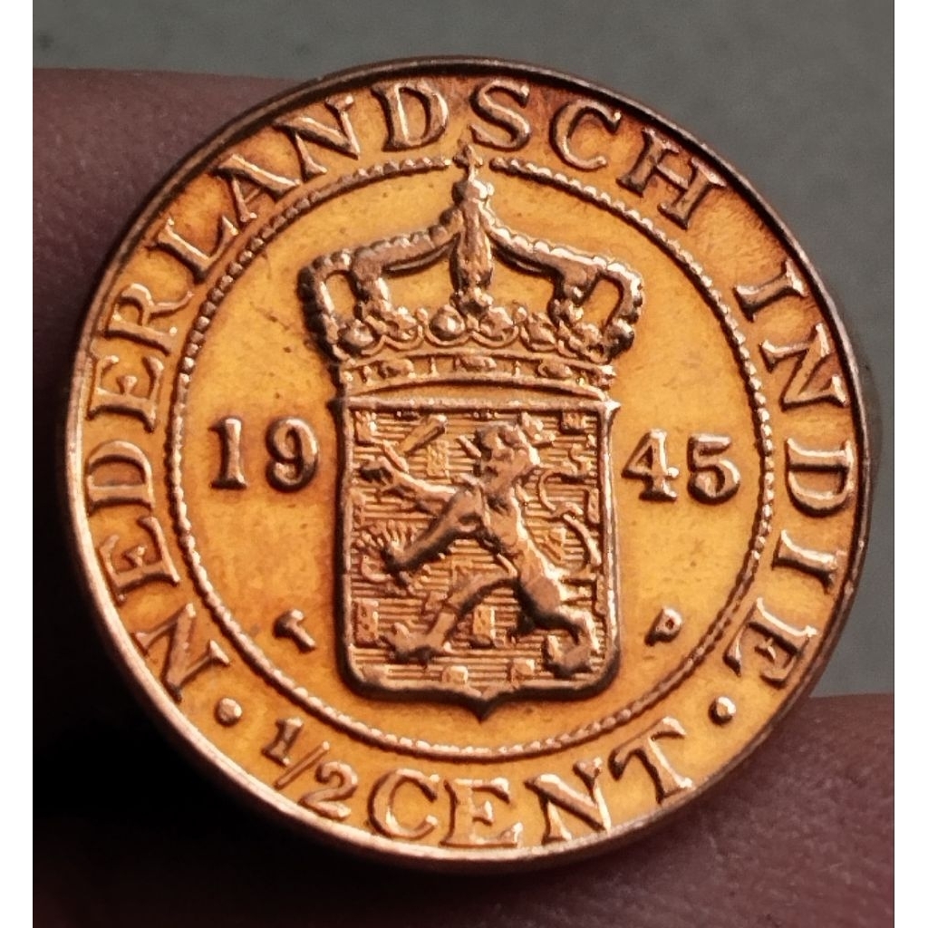 1/2 setengah Sen Nederland indie thn 40 an detail asli