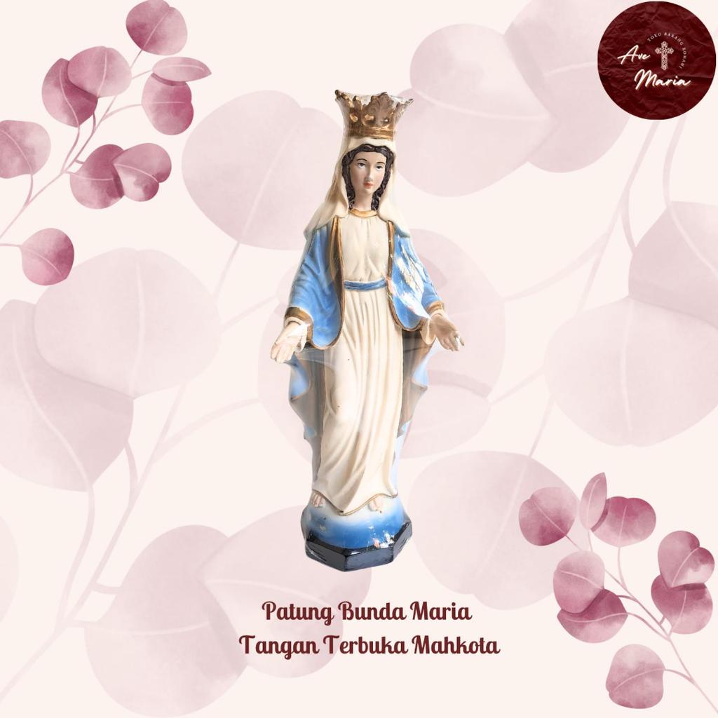 patung bunda maria tangan terbuka mahkota