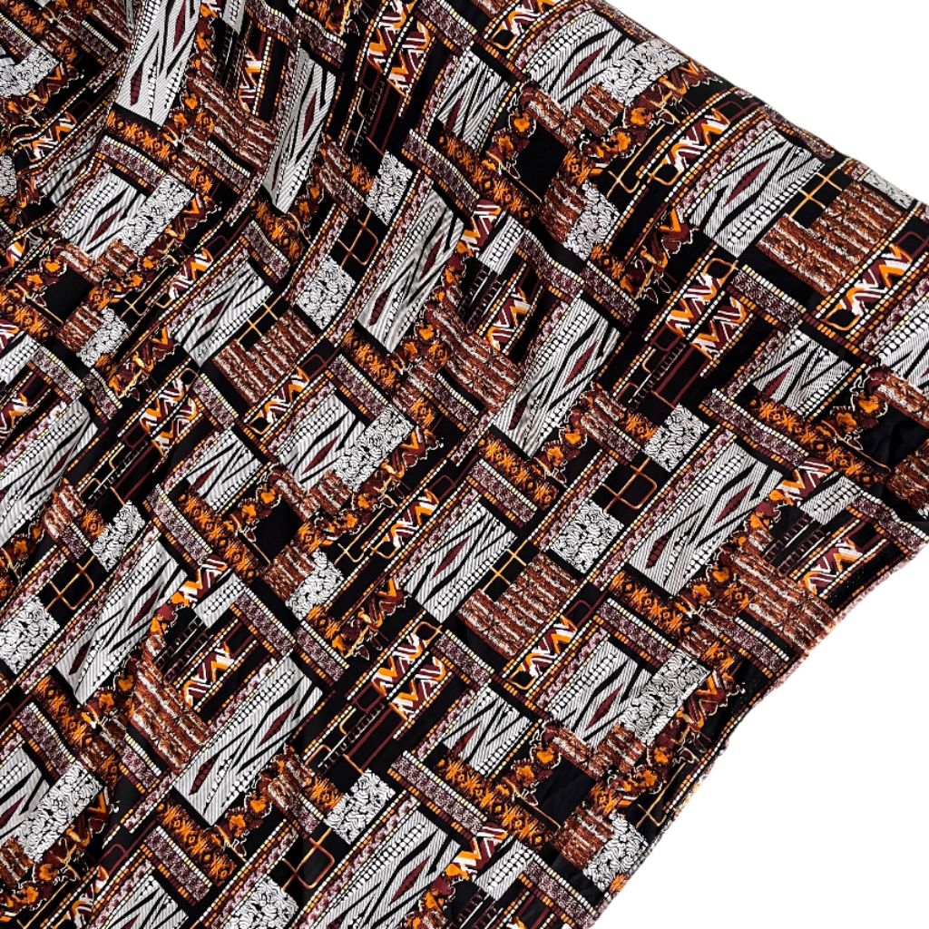 kain rayon motif atnik abstrak, bahan kain rayon premium