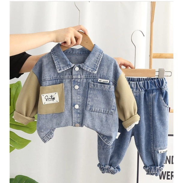 SPP-Setelan Anak Laki Laki 1 - 8 tahun Baju Fashion Kemeja dan Celana Panjang Jeans Set Anak SINTYS-