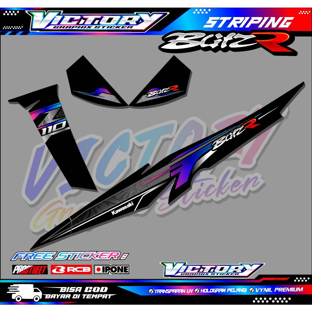 STRIPING VARIASI KAWASAKI BLITZ R / STICKER LIST MOTOR KAWASAKI BLITZ R