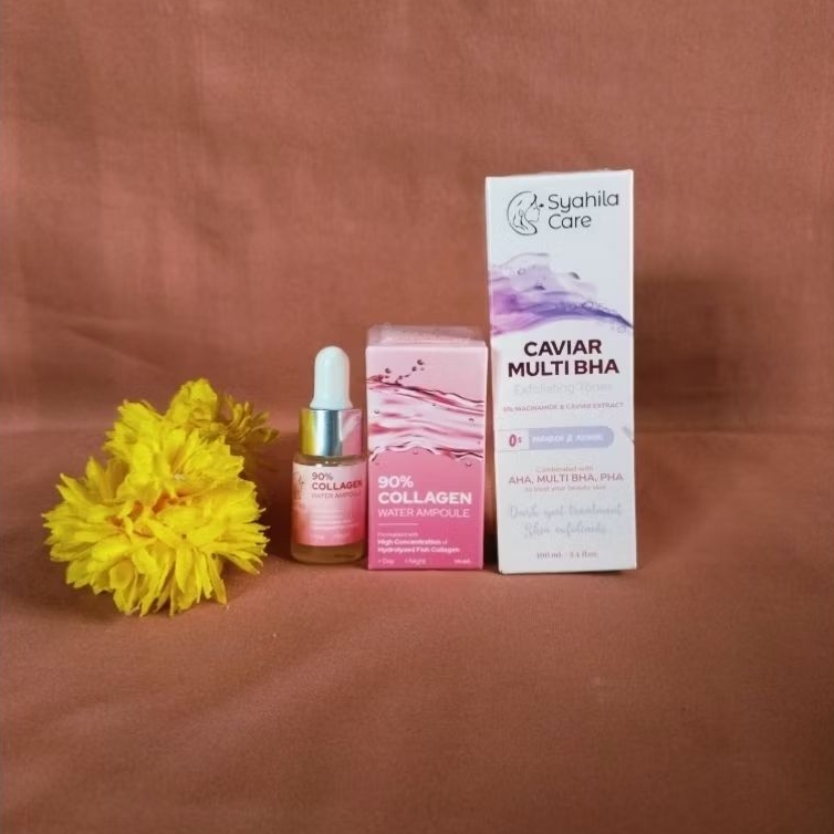 paket (serum collagen syahila care+toner kaviar syahila care)