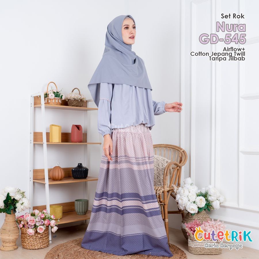 Setelan Rok Dewasa Set Rok Nura by Cutetrik GD 545 - Nyaman Halus Ringan Adem