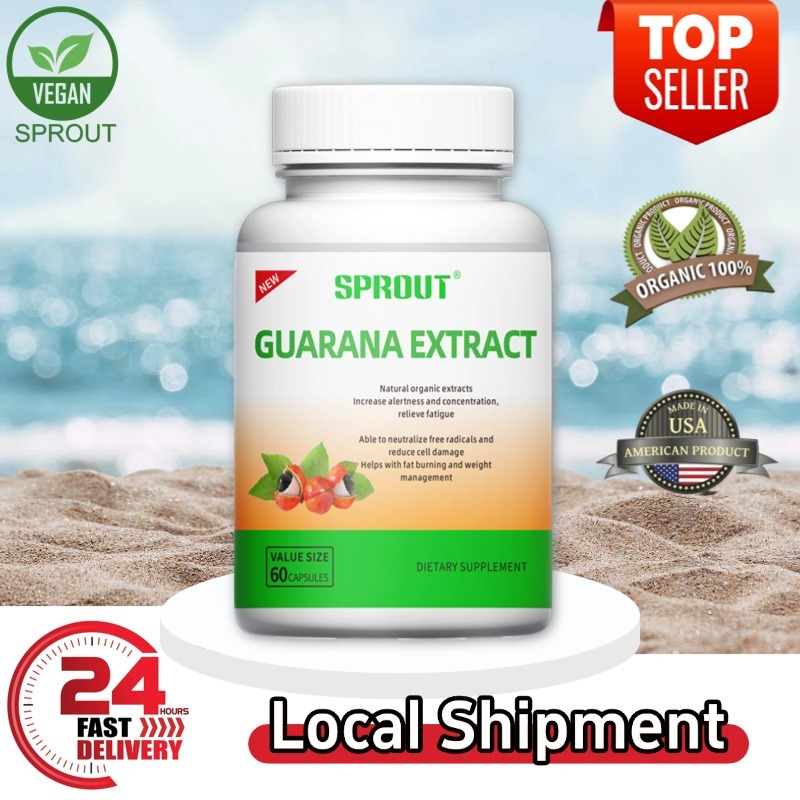 Guarana Extract, Ekstrak Organik Alami, Mengurangi Letih, Bantuan dalam Pembakaran Lemak, 60 Capsul