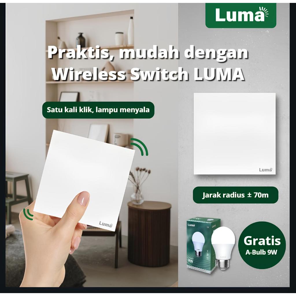 LUMA Saklar Wireless Lampu Dinding Remote Switch Kontrol Jarak Jauh - Saklar Listrik Tanpa Kabel 1 G