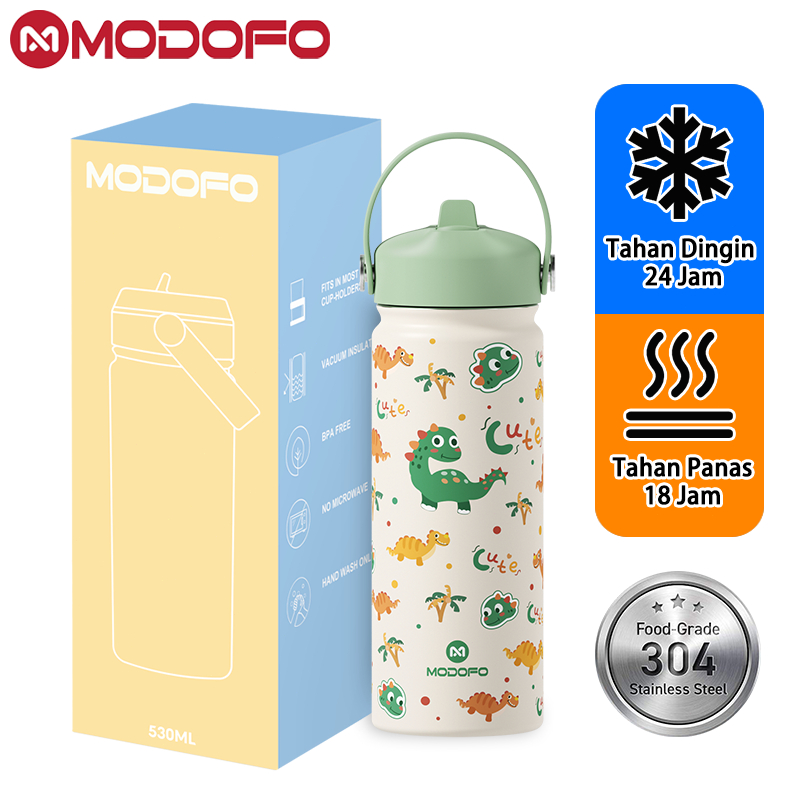 MODOFO Botol Minum Aesthetic Anak Laki Laki 530ml Tumbler Stainless Tumblr Tahan Panas Dingin 24 Jam