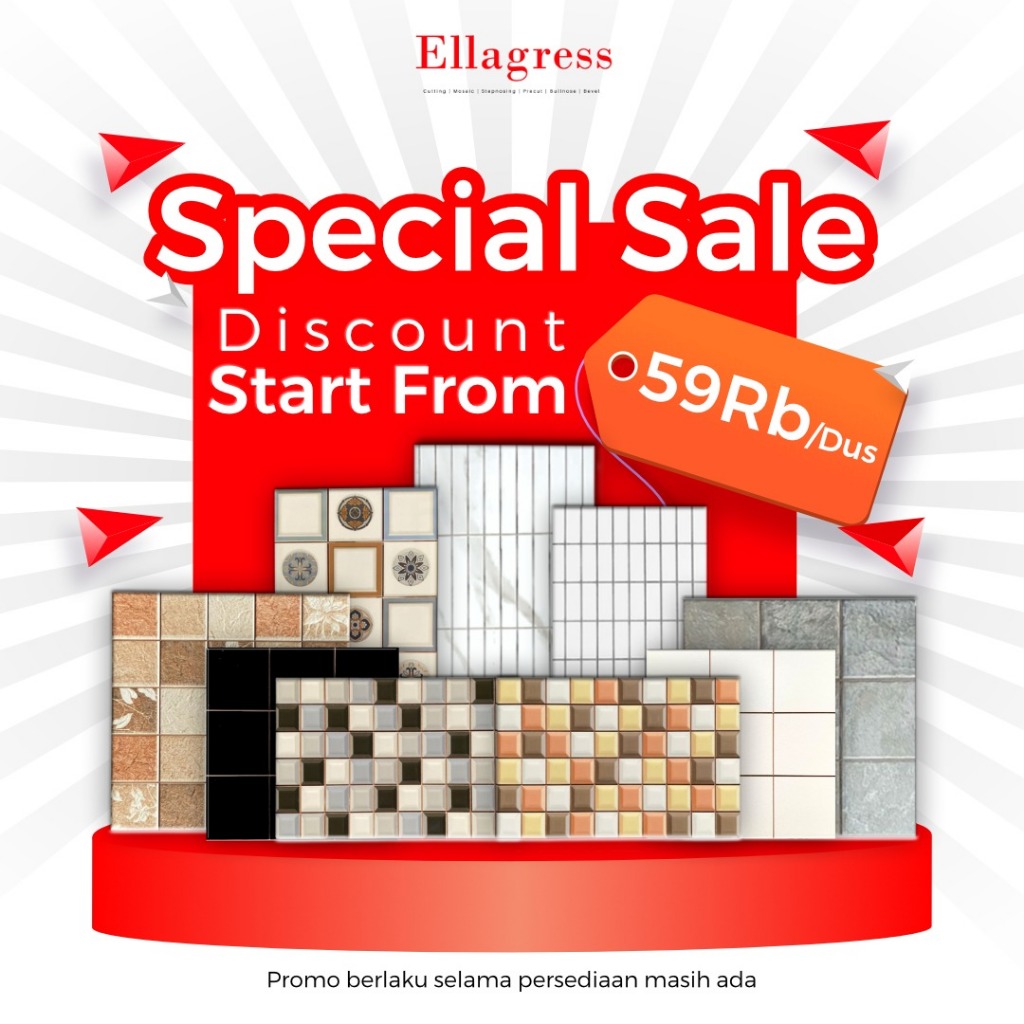 PROMO Ellagress Precut Keramik 30x30 40x40 25x40 25x50 30x60 Lantai Keramik Backsplash HARGA PERDUS