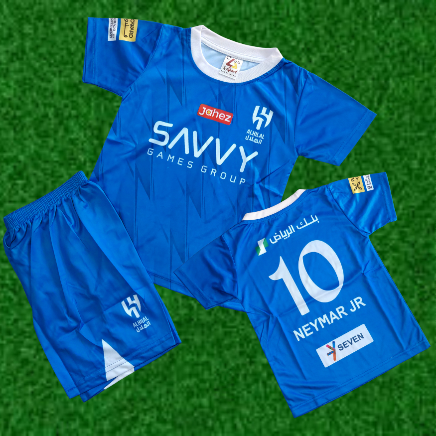 Setelan baju sepakbola alhilal liga arab/ baju bola nerymar jr alhilal anak laki laki