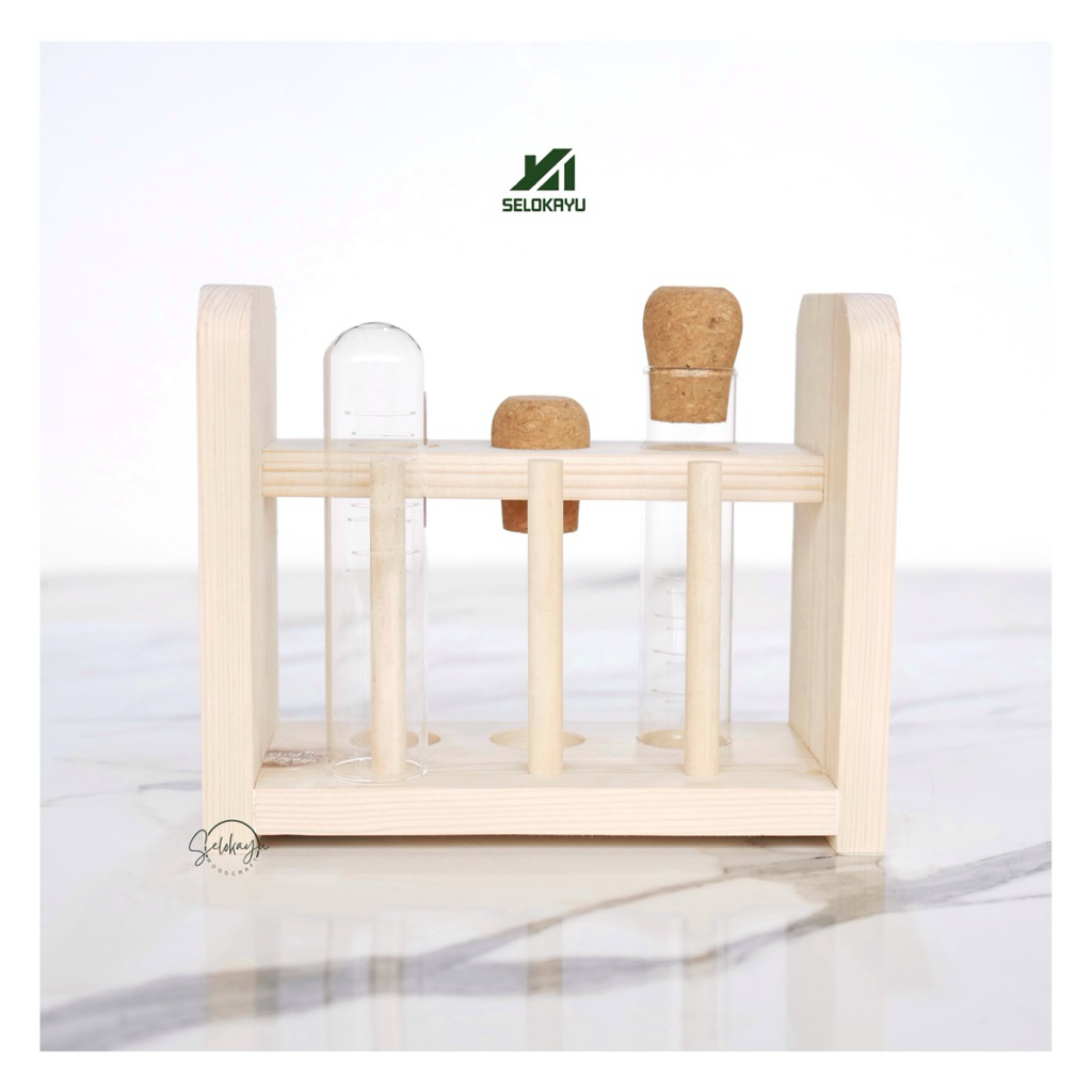 Rak Tabung Saringan Teh Kayu/Rak Organizer Teh/Holder Filter Botol Kaca/Tempat Penyimpanan Penyaring