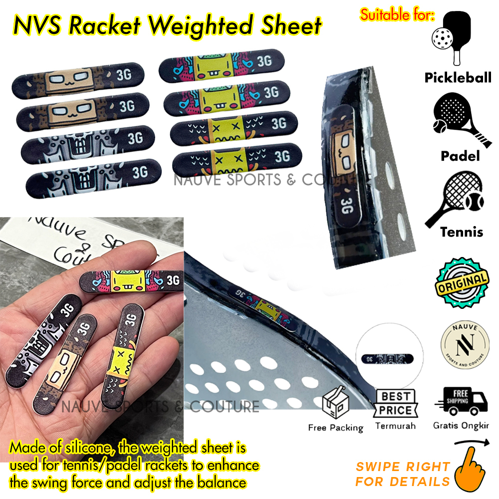NVS Pemberat Raket 3G Silicone | Weighted Sheet Raket Tennis Padel Pickleball – Balance & Power