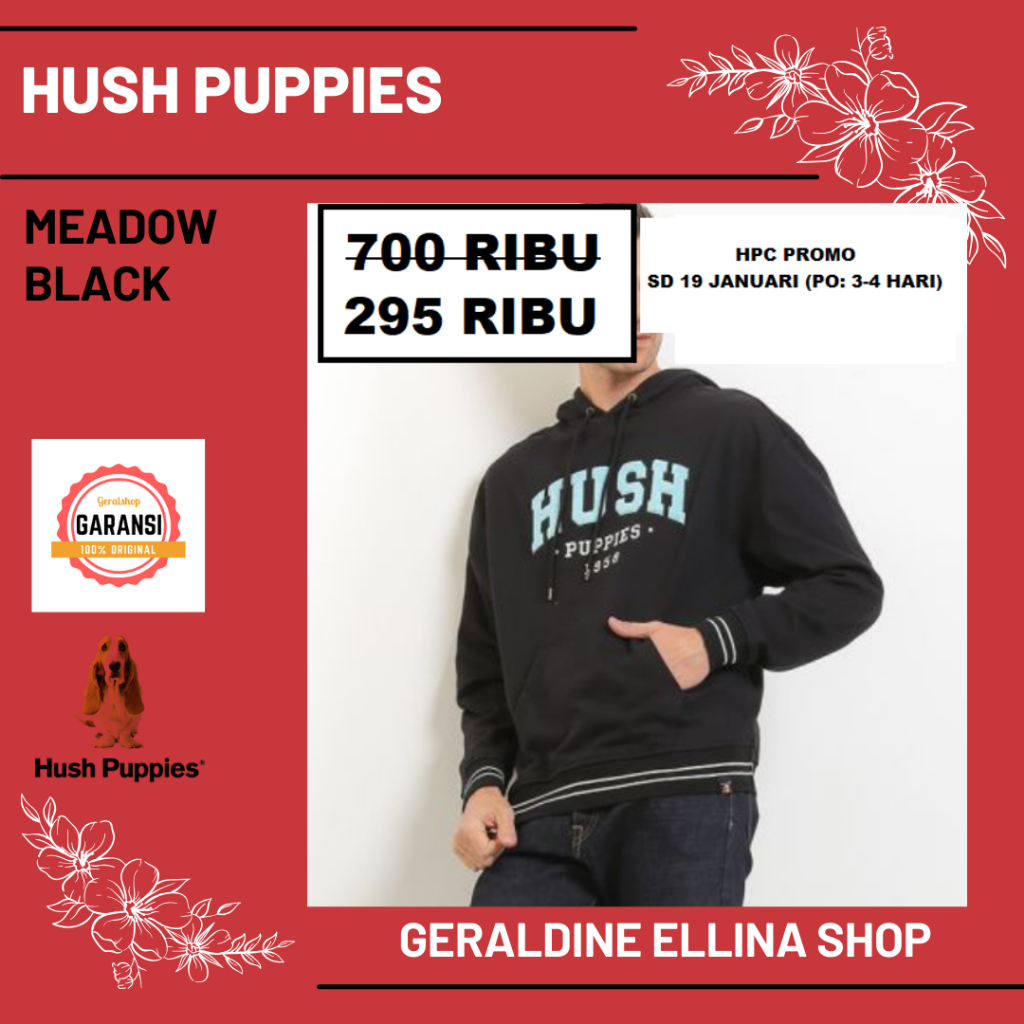 Jacket hoodie Hush Puppies pria 100% original seri MEADOW