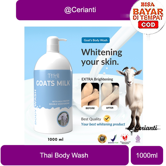 Thai Goats Milk Body Wash 1000ml - Sabun Cair Susu Kambing & Pencerah Kulit