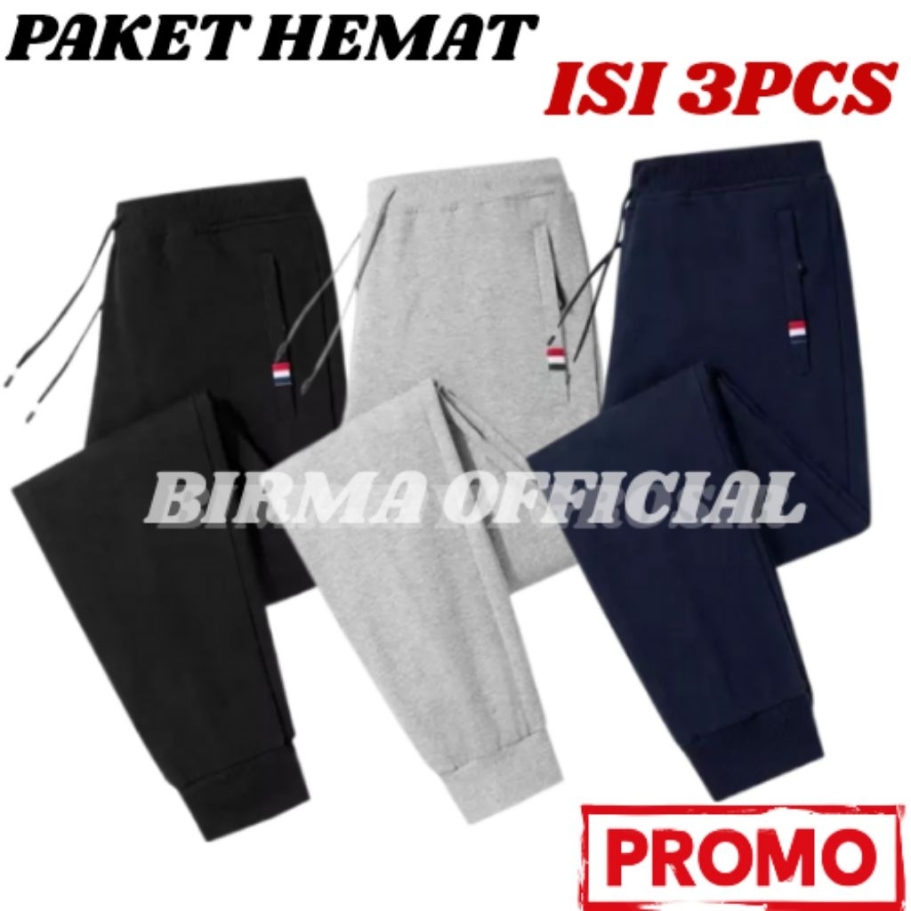 [PAKET HEMAT ISI 3PCS] Celana Jogger Sport Zipper Premium Uniseks Dewasa Terlaris