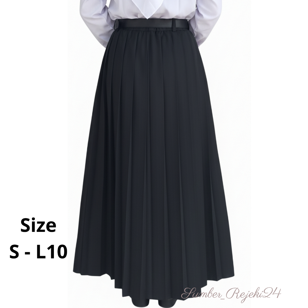 Rok lipit full Hitam /Putih  Panjang  Sekolah, Ospek , Kuliah Standar Jumbo Malang
