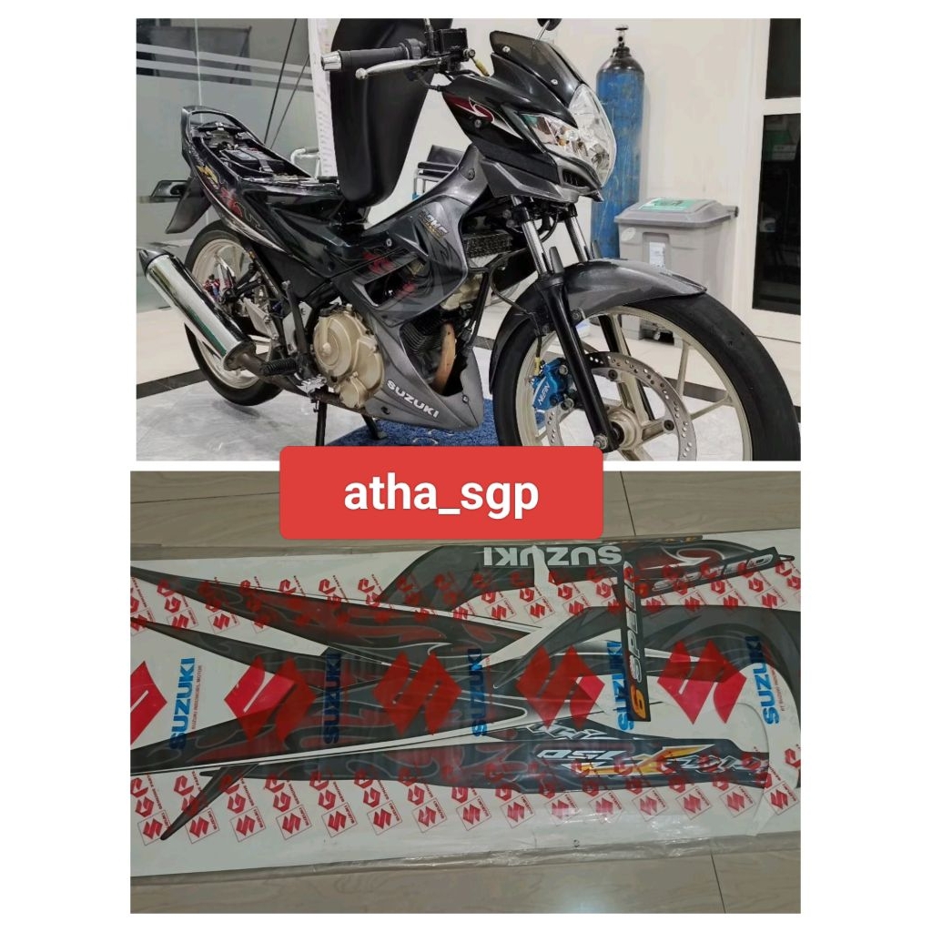 stiker body striping hitam abu abu Suzuki Satria Fu barong 2009 original sgp