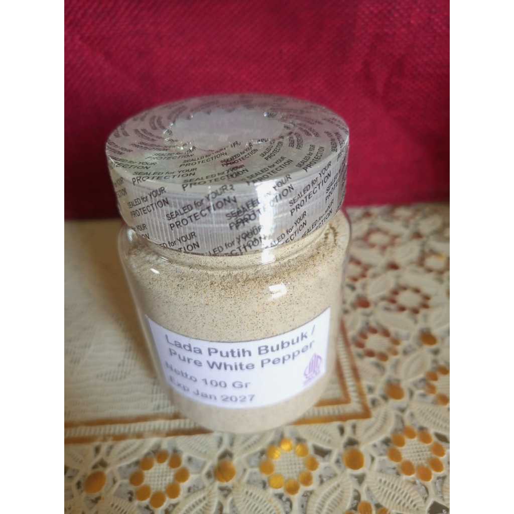 Lada putih merica bubuk bangka pure white pepper powder 100gr botol tersegel