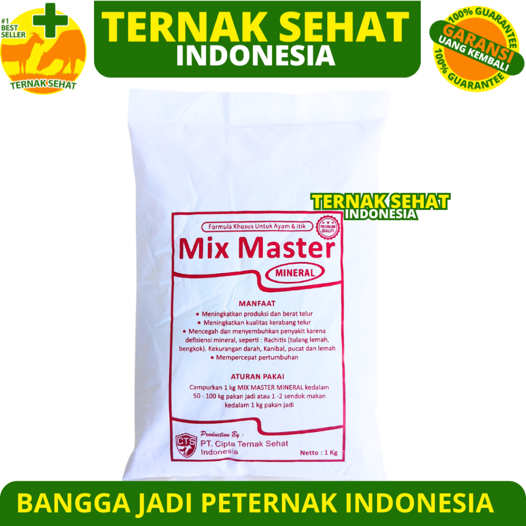 Mineral Ayam MIX MASTER MINERAL 1 KG - Suplemen Mineral Kalsium Penguat Tulang & Telur Ayam & Itik