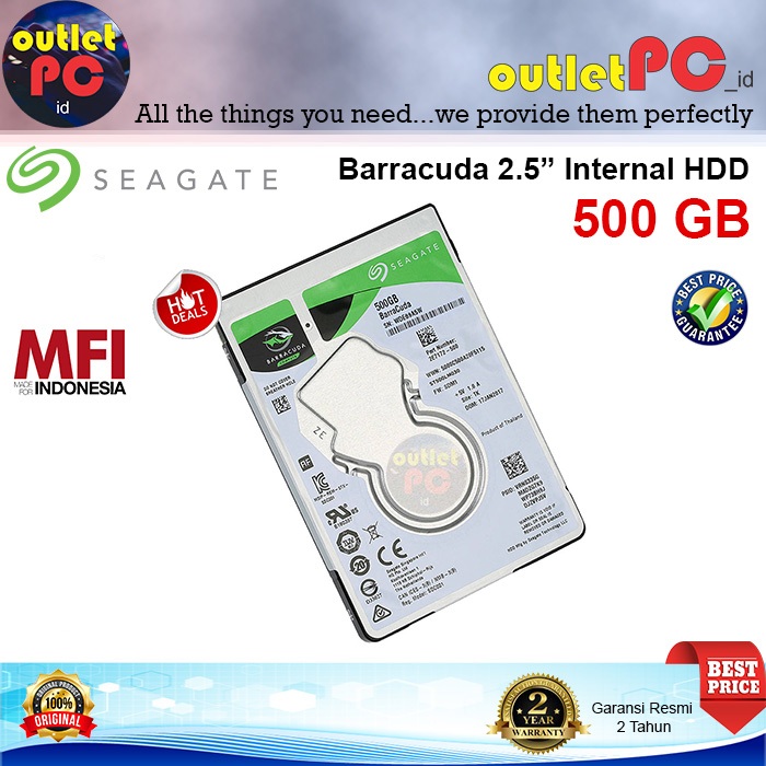 SEAGATE HDD BARRACUDA 2.5" 500GB INTERNAL HARD DISK DRIVE 2.5 INCH 500G 500 GB MFI RESMI