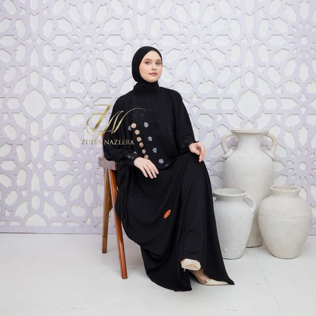kaftan abaya hitam mewah by zulva nazeera