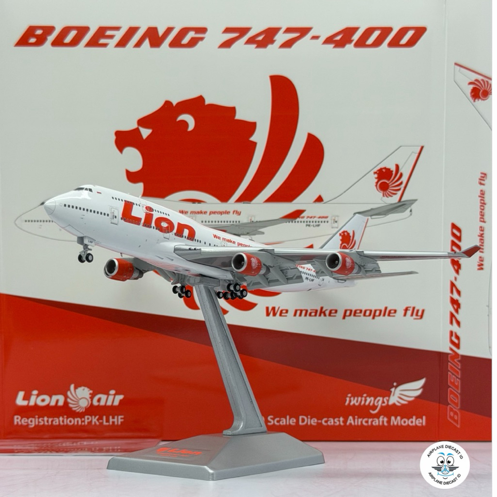 1/400 Flaps Down Lion Air Boeing B747-400 PK-LHF iWings HX Models 1:400 Scale Bonus Stand