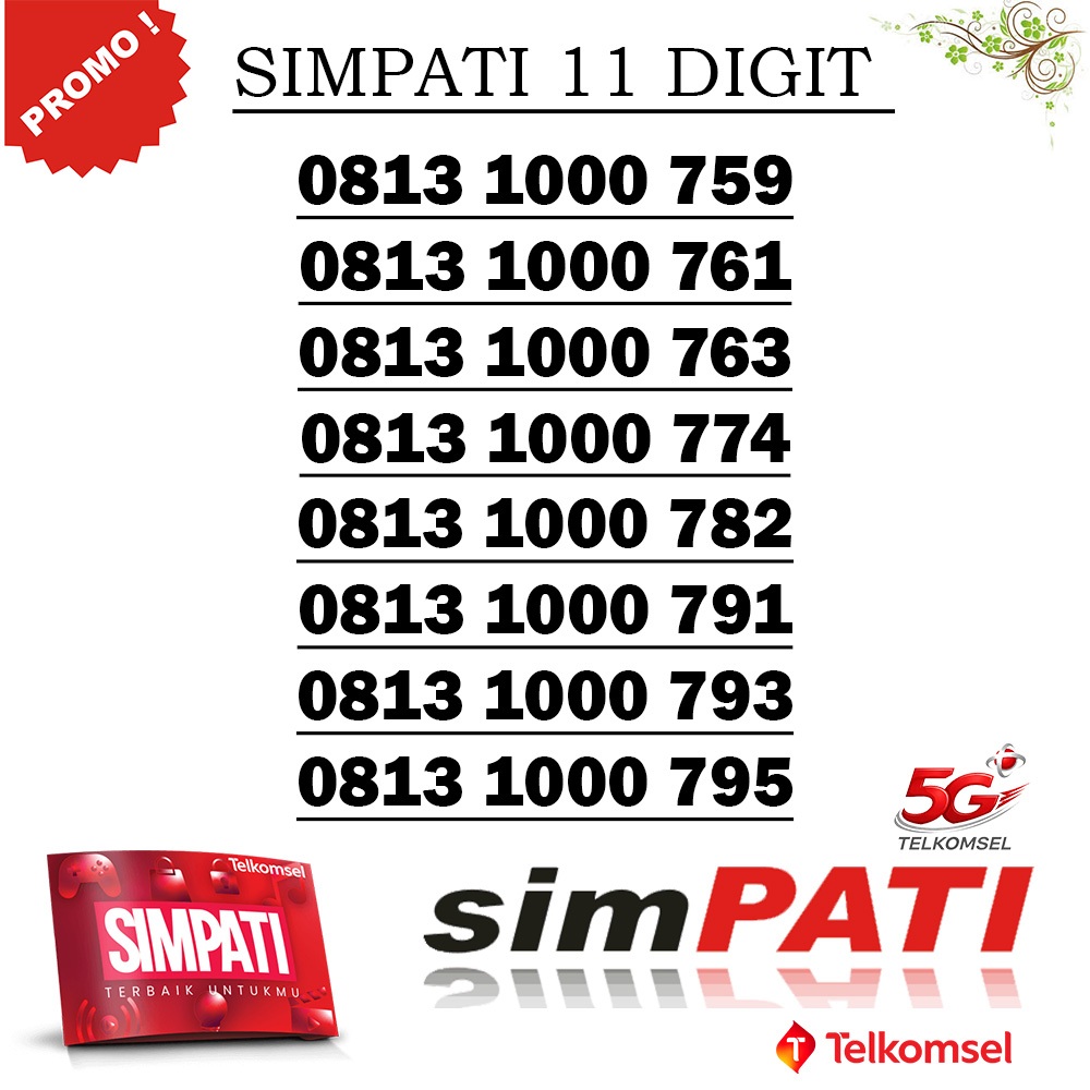 Kartu perdana Simpati 11 digit Fresh Bukan recycle jaringan 5G