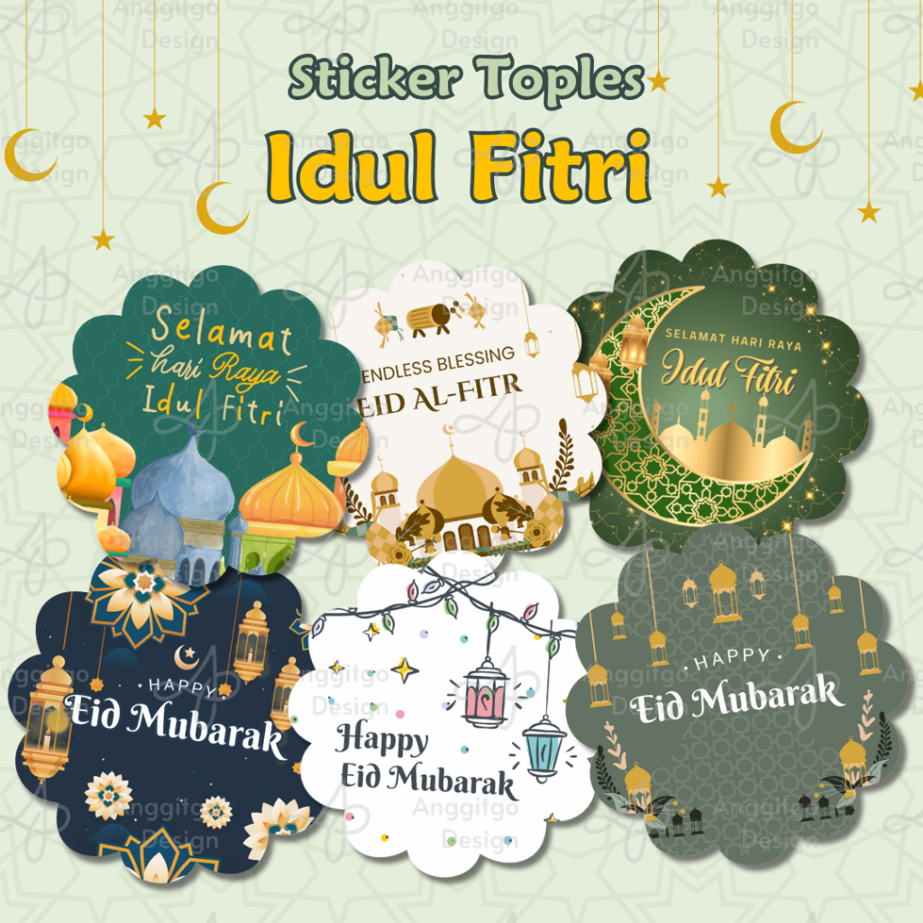 Sticker Stiker Label Toples Idul Fitri Lebaran Eid Mubarak Stiker Toples Kue Lebaran