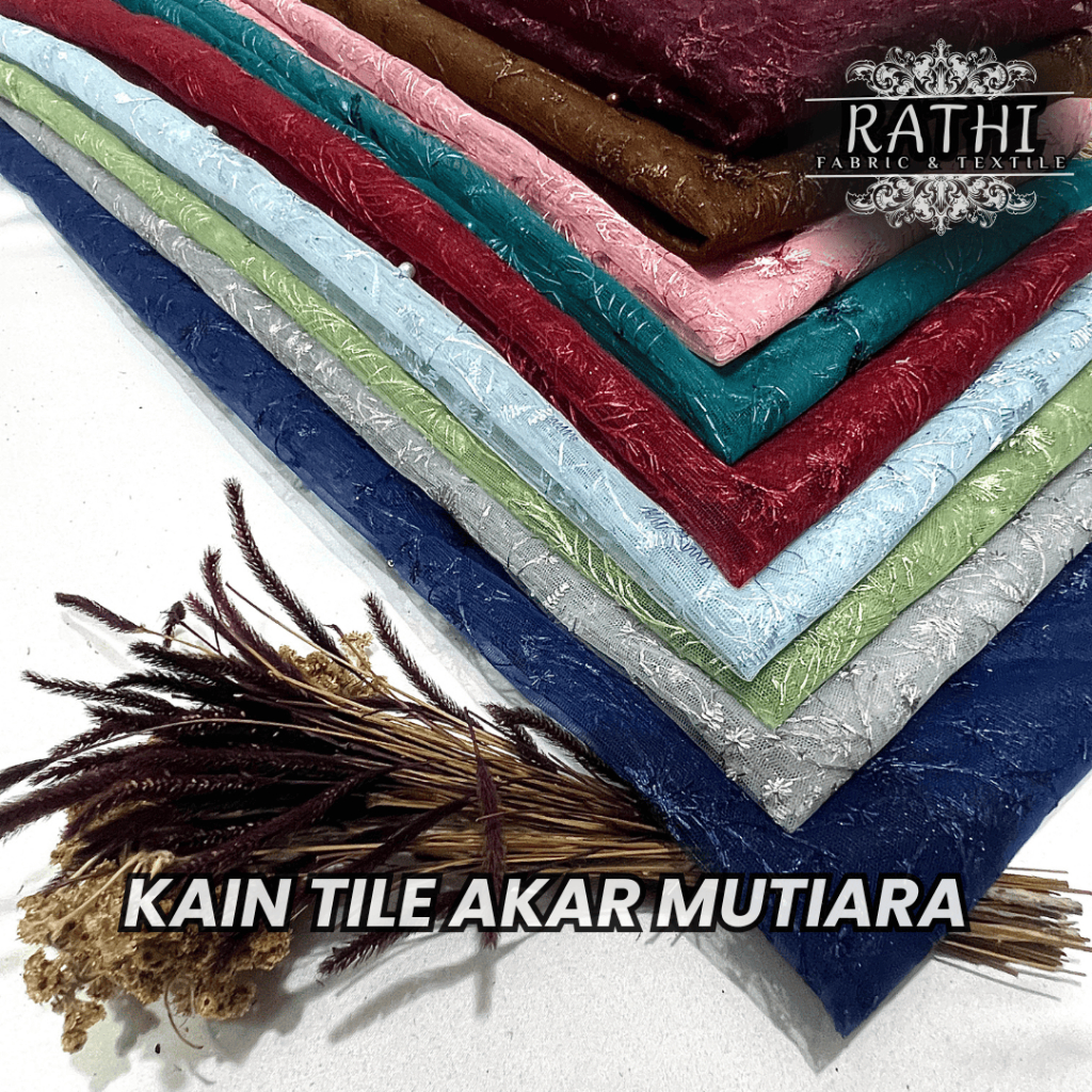 Kain Tile Akar Mutiara Gliter Premium Meteran – Bahan Kebaya Wisuda & Gaun Pesta Pengantin