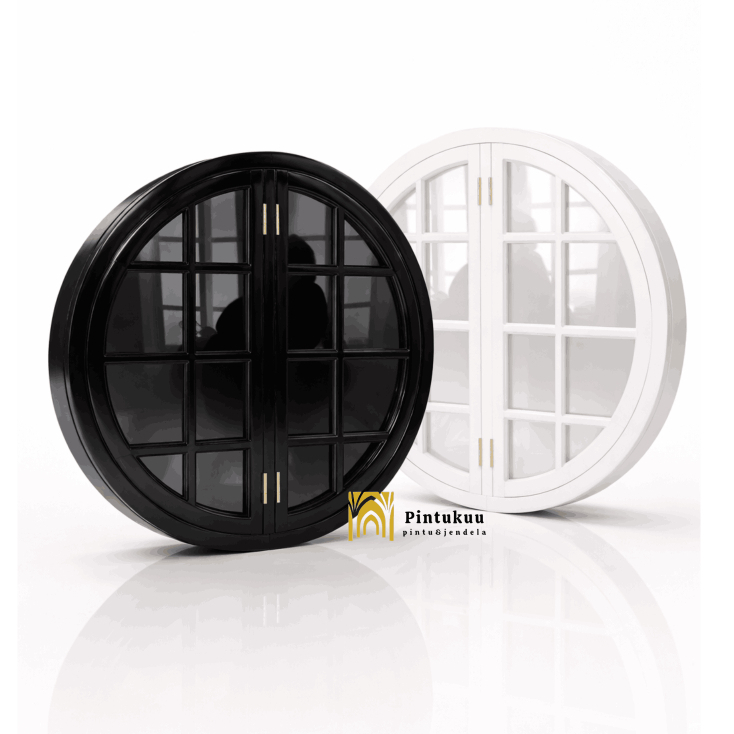 Kusen Jendela Bulat Putar Kayu Jati Aesthetic Jendela Rumah Minimalis -JBP6