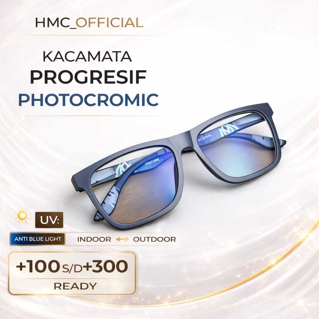 VOLCOM Kacamata Baca Plus Pria Photocromic Frame Retro Kotak Kaca Mata Rabun Dekat +100 +150 +200