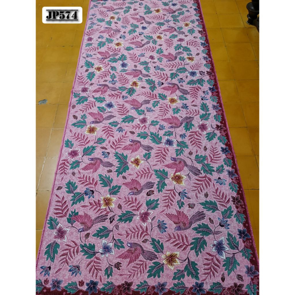 Kain Panjang Jarik Batik Tulis Katun Tari Kupu Motif Hokokai Warna Pink JP574
