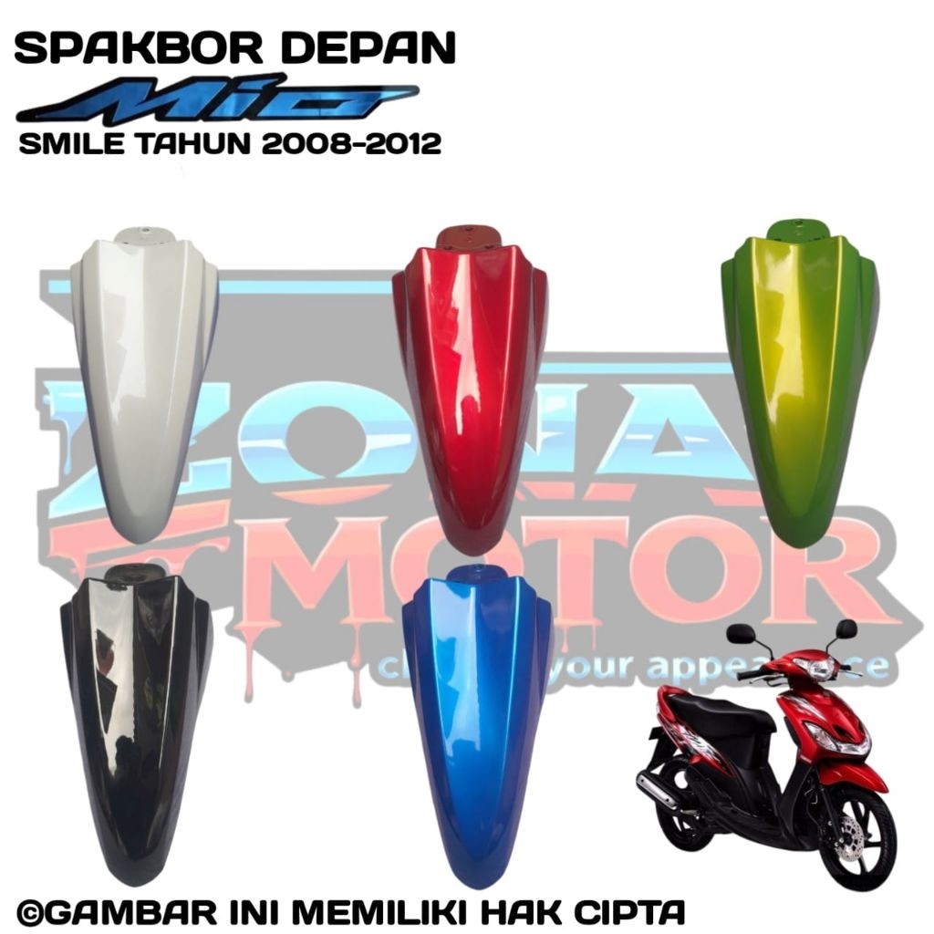 Slebor spakbor depan Yamaha Mio Smile tahun 2008-2012 warna hitam merah biru hijau bodi motor
