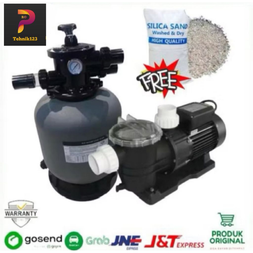 Mesin Pompa kolam Renang 3/4HP + Filter 16Inch paket kolam renang