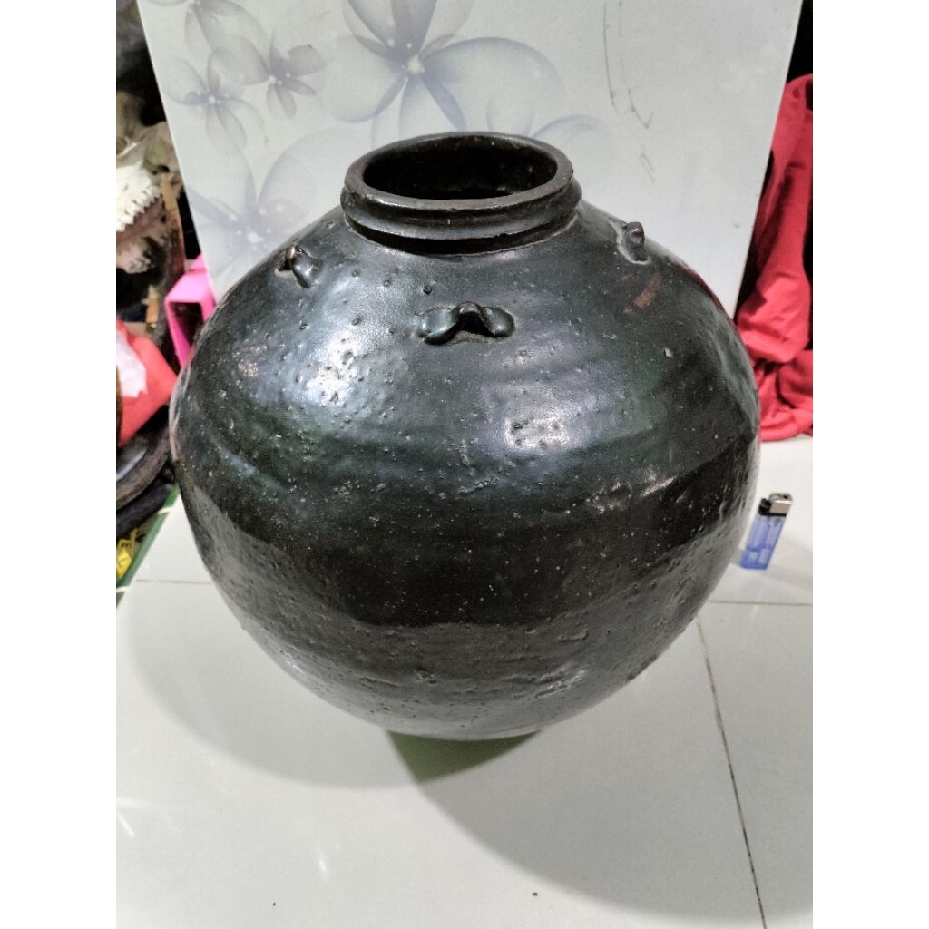 Guci kuno china dinasti song hitam tinggi38cm keramik temuan sungai