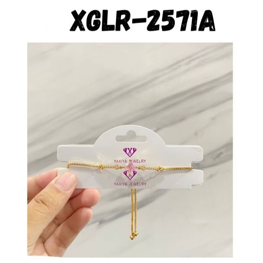 Gelang Serut Wanita Xuping Gelang Serut Rantai Permata Pink Simple Adjustable Aksesoris Remaja Perhi