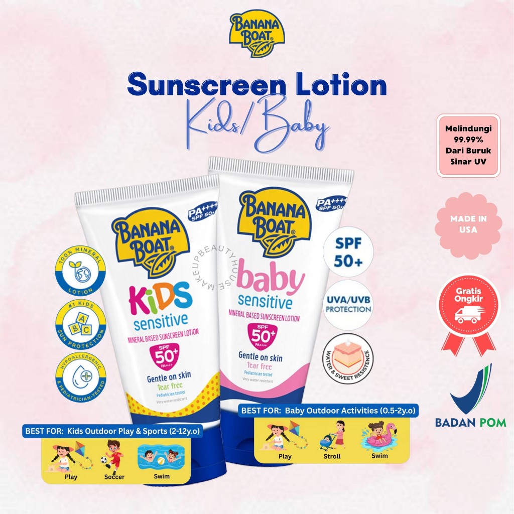 BANANA BOAT Sunscreen Lotion Simply Protect Kids / Baby SPF50+ 90ml - Sunblock Anak