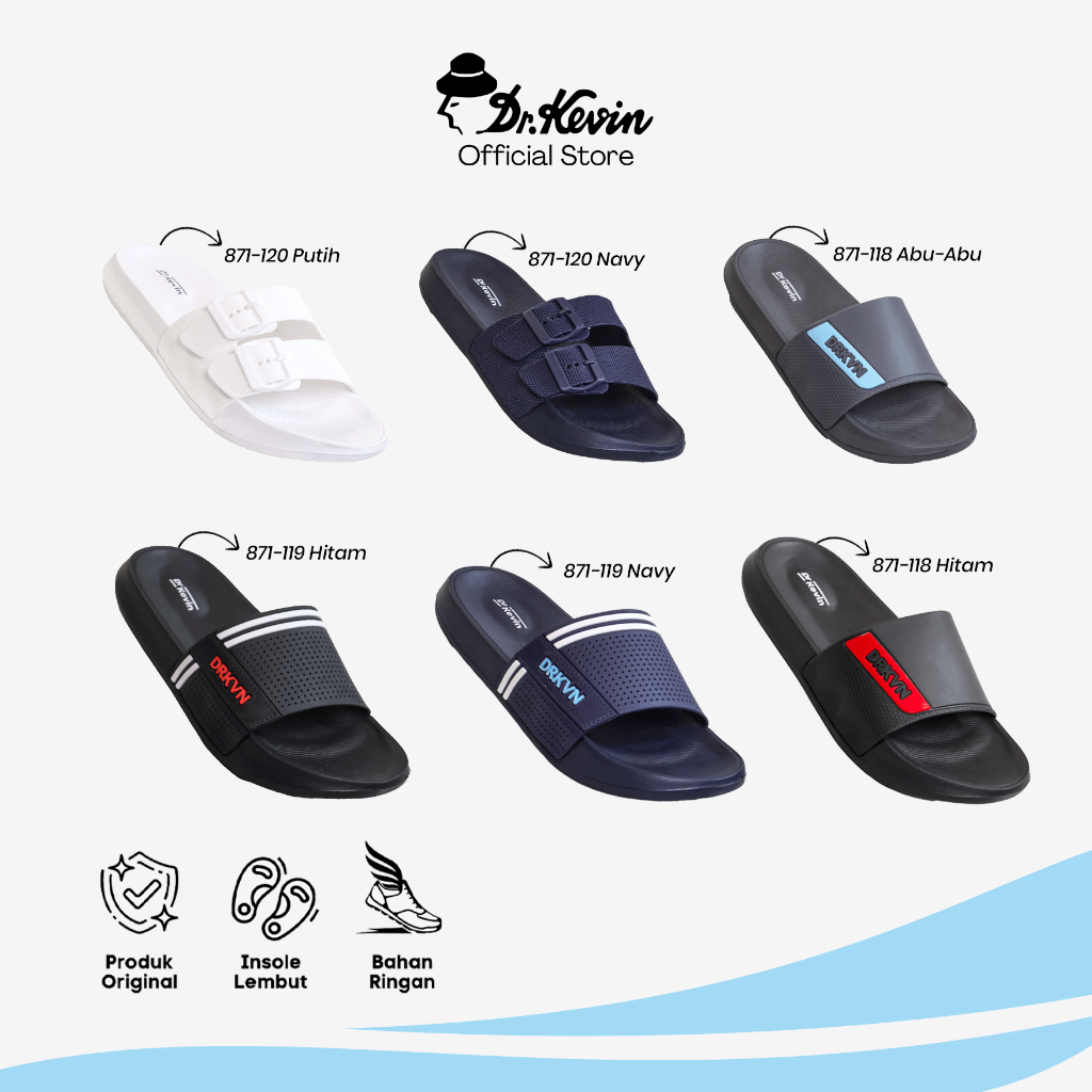 Dr. Kevin Sandal Selop & Japit Jepit Pria Kasual 871-118, 871-119, 871-120