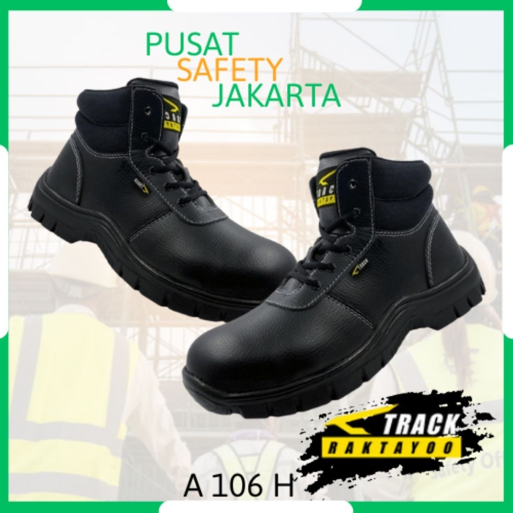 Sepatu Safety Shoes Track A106 Hitam Outsole Nitrille Rubber