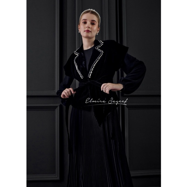 ELORA DRESS SET VEST  | DRESS PLEATS & VEST VELVET | ELMIRA SAGEEF