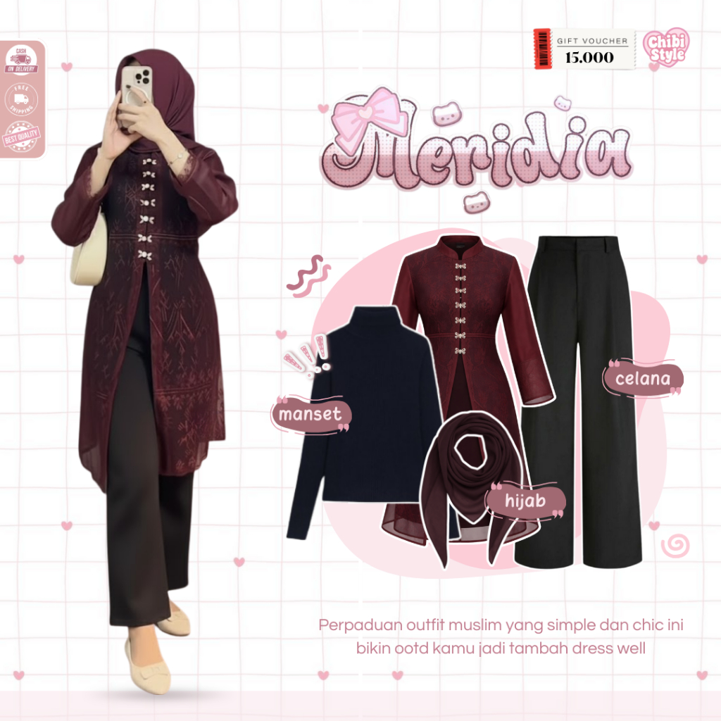 Arimbi Outfit Kondangan Wanita Modern ( Bella Square + Manset + Brokat + Celana )  Lebaran Kondangan