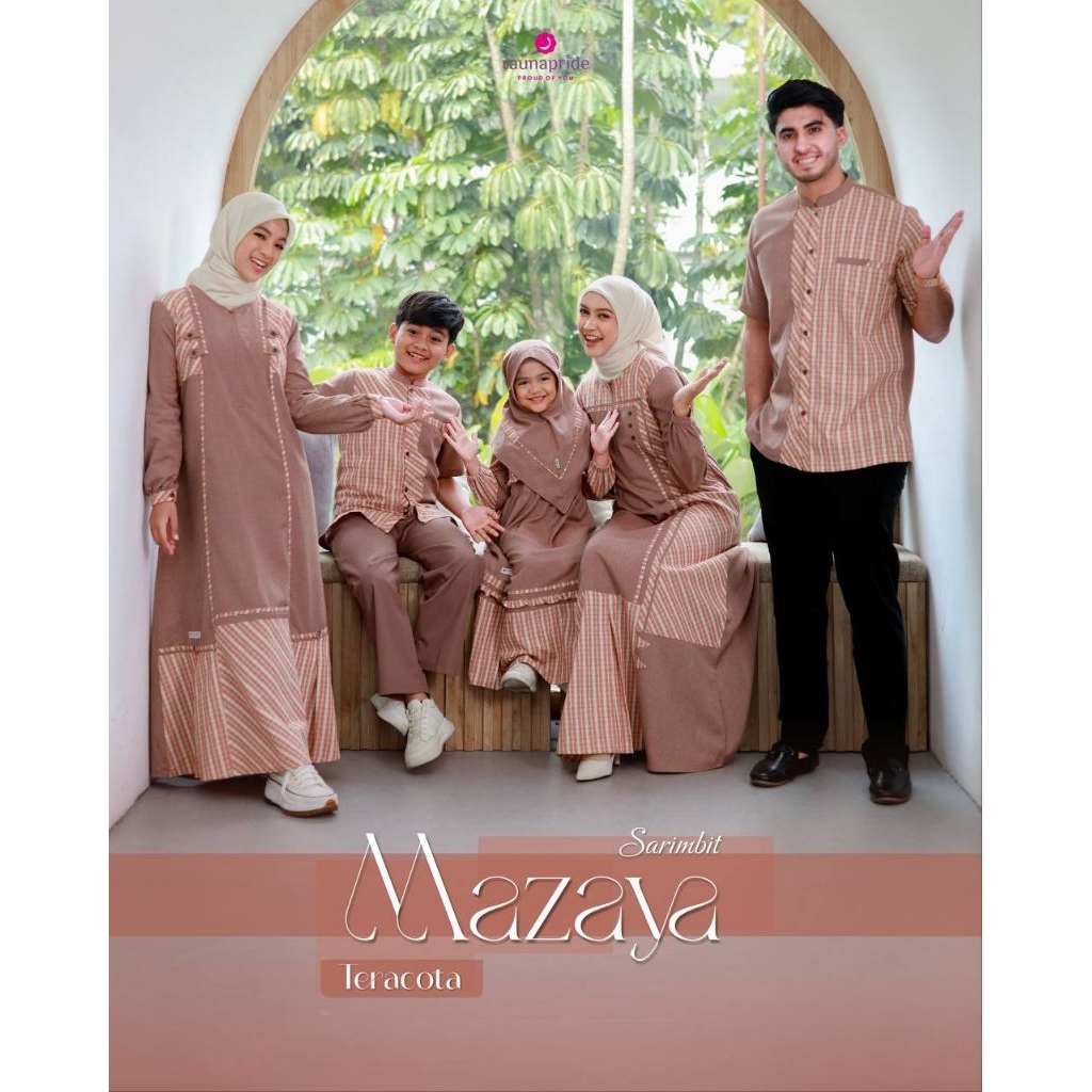 Baju Set Sarimbit Keluarga Rauna/Gamis Motif Kotak-Kotak/Baju Set Couple Rauna - Mazaya Teracota | P