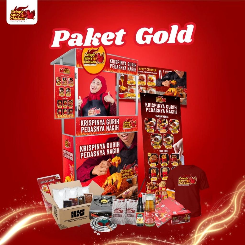 Kemitraan Fried Chicken Murah Kekinian Franchise Laris Paket Promo Crispy Spicy Chicken | Paket Gold