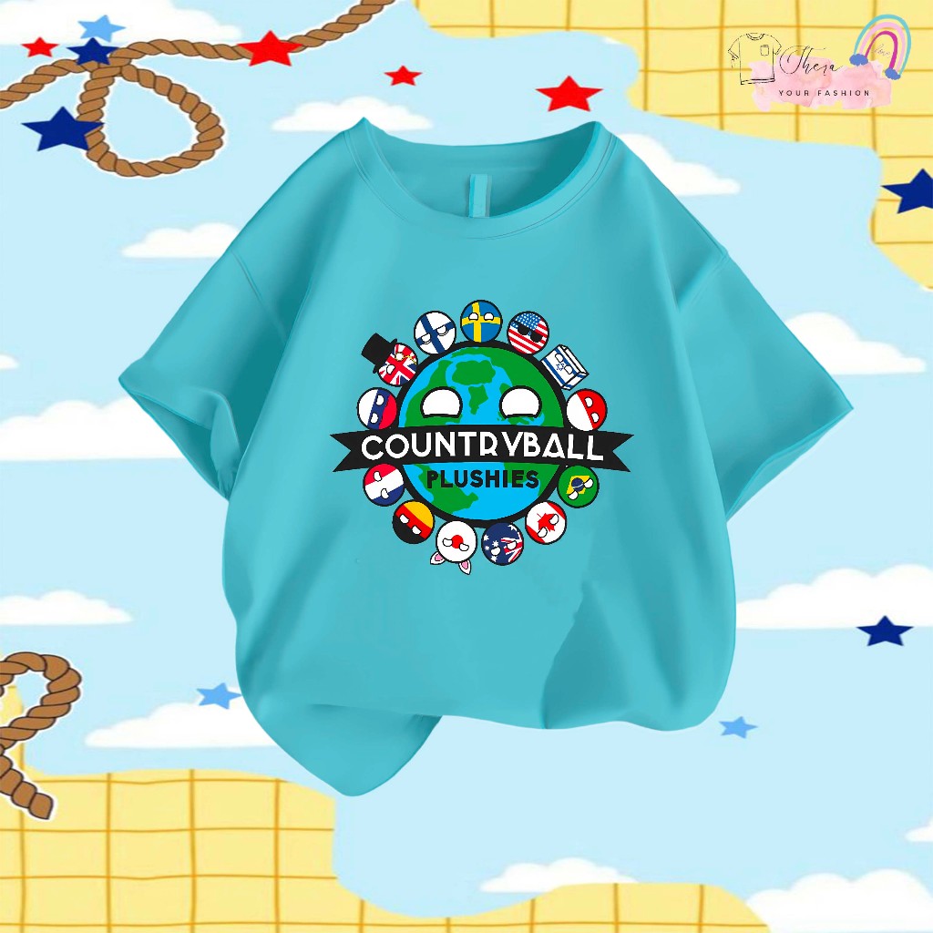 [FREE NAMA] Baju Kaos Anak Motif COUNTRY BALL Bahan Premium UNISEX