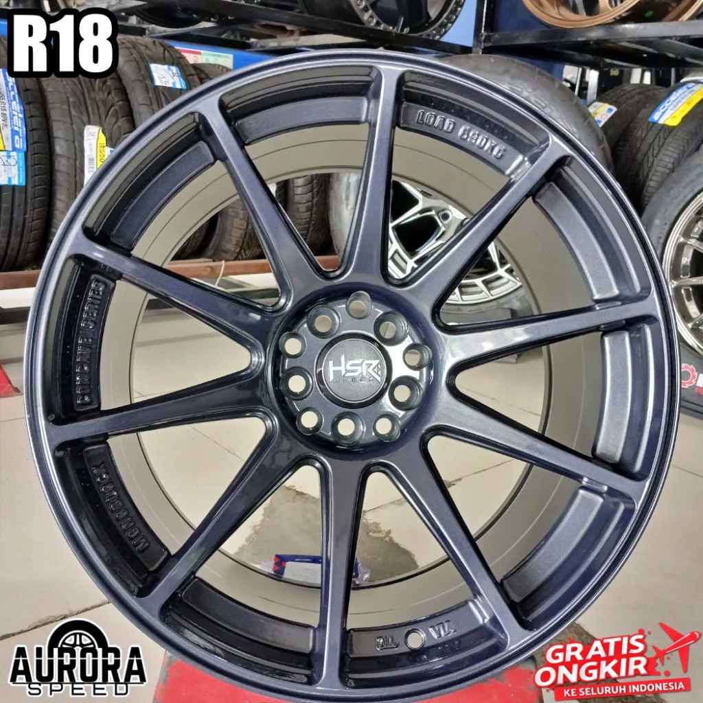 Velg HSR SHINJUKU R18 lebar 9,5/10,5 warna grey pelek mobil Accord Civic CRV Innova Camry ring 18