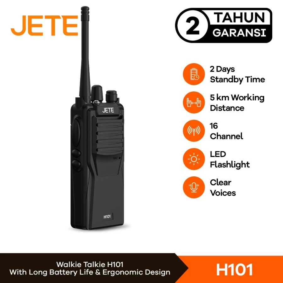 JETE HT H101 Handy Talky 16 Channel Jarak 5km - Garansi 2 Tahun
